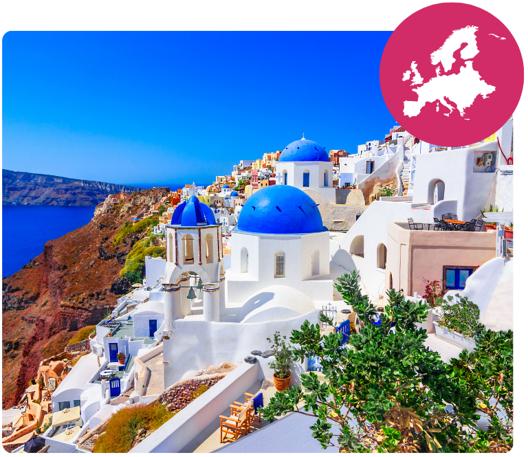 View of a coastal European town